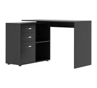 Homcom Computer Desk Table Workstation L Shape Drawer Shelf File Cabinet In Black Black One Size