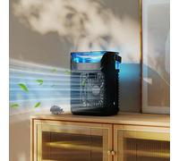 HOMCOM Black Adjustable Head Desk Fan with Humidifier and Aroma Diffuser 8.2 inch - Size: 21.1 x 16.5 x 12.2cm - Wilko