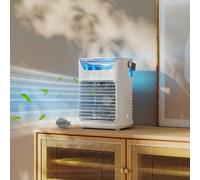 HOMCOM Grey Adjustable Head Desk Fan with Humidifier and Aroma Diffuser 8.2 inch - Size: 21.1 x 16.5 x 12.2cm - Wilko