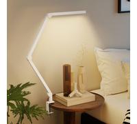 HOMCOM Desk Lamp with Adjustable Swing Arm, Dimmable LED Desk Light in White HOMCOM White