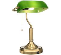 HOMCOM Desk Lamp with Vintage Bronze Tone Base, Pull Rope Switch, Green HOMCOM Green