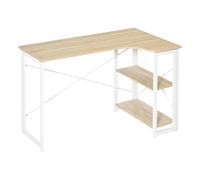 Homcom Desk Low Shelves Oak Effect/White
