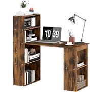 HOMCOM Desk with Shelves Computer Desk Rectangular Rustic Brown 0 Drawers 550 (W) x 1,200 (D) x 1,200 (H) mm Particle Board