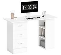 HOMCOM Desk with Shelves Computer Desk Rectangular White 3 Drawers 490 (W) x 1,200 (D) x 720 (H) mm Particle Board