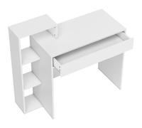 HOMCOM Desk with Storage, Computer Desk with 3 Open Shelves and Drawer, Workstation, Computer Table, White