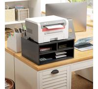 HOMCOM Desktop Printer Stand With Desk Organiser, Black, Black