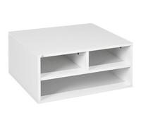 HOMCOM Desktop Printer Stand with Storage, 2-Tier Desk Organizer with 3 Open Compartments for Home Office, White
