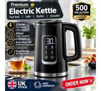 HOMCOM Digital Electric Kettle Cordless Jug Kettle Keep Warm 3000w 1.7L Black UK
