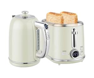 HOMCOM Digital Kettle and Toaster Set LED Screen 1.7L 3000W 2 Slice Grey | 3Hr Keep Warm Memory Function, 12 Temperatures Control, 6 Browning Controls, Crumb Tray