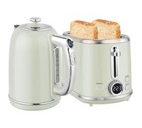 HOMCOM Digital Kettle and Toaster Set with LED Screen, 1.7L 3000W Kettle with 3Hr Keep Warm Memory Function & 12 Temperatures Control, 2 Slice Toaster with 6 Browning Controls, Crumb Tray, Grey