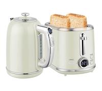 HOMCOM Digital Kettle and Toaster Set with LED Screen, 1.7L 3000W Kettle with 3Hr Keep Warm Memory Function & 12 Temperatures Control, 2 Slice Toaster with 6 Browning Controls, Crumb Tray, Grey