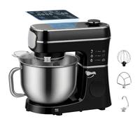 HOMCOM Digital Stand Mixer 6L 1400W Tilt-Head Food Mixer 11 Speeds Black | Pulse & Fermentation Function, LED Display, Dough Hook and Scraper, Whisk, Beater, Egg Separator, Dishwasher-Safe Bowl