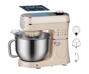 HOMCOM Digital Stand Mixer 6L 1400W Tilt-Head Food Mixer 11 Speeds Cream | Pulse & Fermentation Function, LED Display, Dough Hook and Scraper, Whisk, Beater, Egg Separator, Dishwasher-Safe Bowl