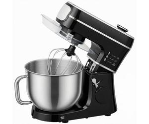 HOMCOM Digital Stand Mixer, 6L 1400W Tilt-Head Food Mixer with 11 Speeds, Pulse & Fermentation Function, LED Display, Dough Hook and Scraper, Whisk, Beater, Egg Separator, Dishwasher-Safe Bowl, Black