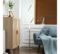 HOMCOM Modern Spiral Standing Dimmable Floor Lamp With 3 Adjustable Brightness Silver, Silver