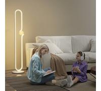 HOMCOM Dimmable LED Floor Lamp with Glass Night Light, Foot Switch, White