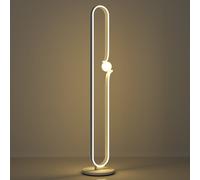 HOMCOM Dimmable LED Floor Lamp with Glass Night Light - Foot Switch - White | TJ Hughes