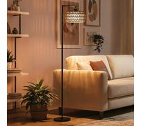 Homcom Dimmable Standing Lamp With Double Shade, Boho Floor Lamp, Black Black Large