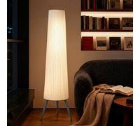 HOMCOM Dimmable Tripod Floor Lamp with Foot Switch, Nordic Standing Lamp with Fabric Shade for Living Room, Bedroom, Office, 153cm, White and Grey