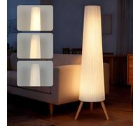 HOMCOM Dimmable Tripod Floor Lamp with Foot Switch, Nordic Standing Lamp with Fabric Shade for Living Room, Bedroom, Office, 153cm, White and Natural