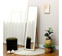 Homcom Dimming Full Length Mirror W/ Lights Standing Leaning Wall Mount Oak