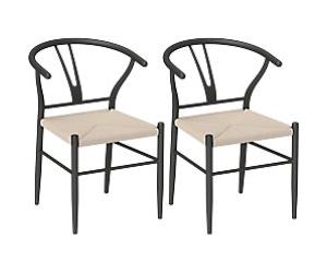 HOMCOM Dining Chair 83A-253V00BG Paper Rope, Steel Black 83A-253V00BG 2 Pieces