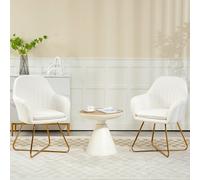 HOMCOM Accent Chair Set of 2, Cashmere Armchair w/ Steel Legs, Cream White, Cream