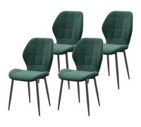 Homcom Dining Chairs Check Soft Touch Fabric Green 4pcs