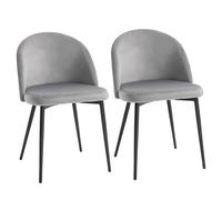 Homcom Dining Chairs Chic Velvet Grey/Black 2pcs