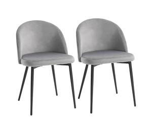 HOMCOM Dining Chairs Chic Velvet Grey/Black 2pcs