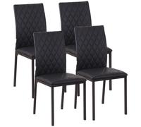 HOMCOM Dining Chairs Faux Leather Accent Chairs For Kitchen, Set Of 4, Black, Black