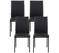 HOMCOM Dining Chairs Faux Leather Accent Chairs for Kitchen, Set of 4, Black