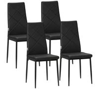 HOMCOM 4-Pieces Dining Chairs, Faux Leather Kitchen Chairs, Black, Black