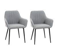 Dining Chairs Set of 2 Linen Fabric Accent Chairs Metal Legs HOMCOM Grey One Size