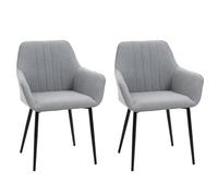 HOMCOM Dining Chairs Set of 2 Linen Fabric Accent Chairs Metal Legs in Grey HOMCOM Grey