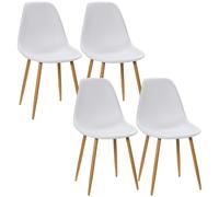 Homcom Dining Chairs Scandi White/Oak Effect 4pcs