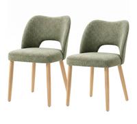 Homcom Dining Chairs Set Of 2 Curved Open Back, Green