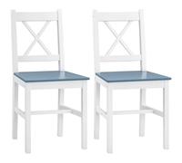 HOMCOM Dining Chairs Set of 2, Pine Wood Kitchen Chairs with Cross Back, Solid Structure for Living Room and Dining Room, White