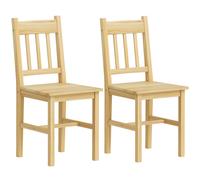 HOMCOM Dining Chairs Set of 2, Kitchen Chair with Slat Back, Pine Wood Structure for Living Room and Dining Room, Natural