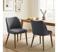 HOMCOM Dining Chairs Set of 2, Kitchen Chairs with Padded Seat, Curved Back - Dark Grey