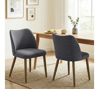 HOMCOM Dining Chairs Set of 2, Kitchen Chairs with Padded Seat, Curved Back - Dark Grey