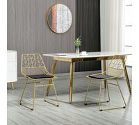 HOMCOM Dining Chairs Set of 2, Metal Wire Kitchen Chairs with Back, Gold Tone HOMCOM Gold