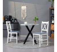 Homcom Dining Chairs Set Of 2, Pine Wood Frame, Cross Back For Kitchen White