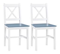 HOMCOM Dining Chairs Set of 2, Pine Wood Kitchen Chairs with Cross Back, Solid Structure for Living Room and Dining Room, White