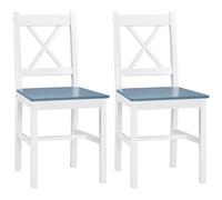 HOMCOM Dining Chairs Set of 2 - Pine Wood Frame - Cross Back for Kitchen White | TJ Hughes