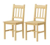 Homcom Dining Chairs Set Of 2, Pine Wood Frame, Slat Back, Kitchen, Natural
