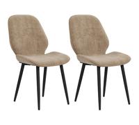 HOMCOM Dining Chairs Set of 2, Upholstered Kitchen Chairs with Metal Legs, Brown
