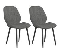 HOMCOM Dining Chairs Set Of 2, Upholstered Kitchen Chairs With Metal Legs, Grey, Grey