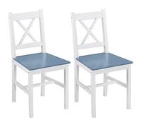 HOMCOM Dining Chairs Set of 2 - Pine Wood Frame - Cross Back for Kitchen White | TJ Hughes