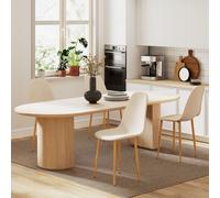 HOMCOM Dining Chairs Set of 4 w/ Curved Back, Steel Legs, Khaki, Yellow